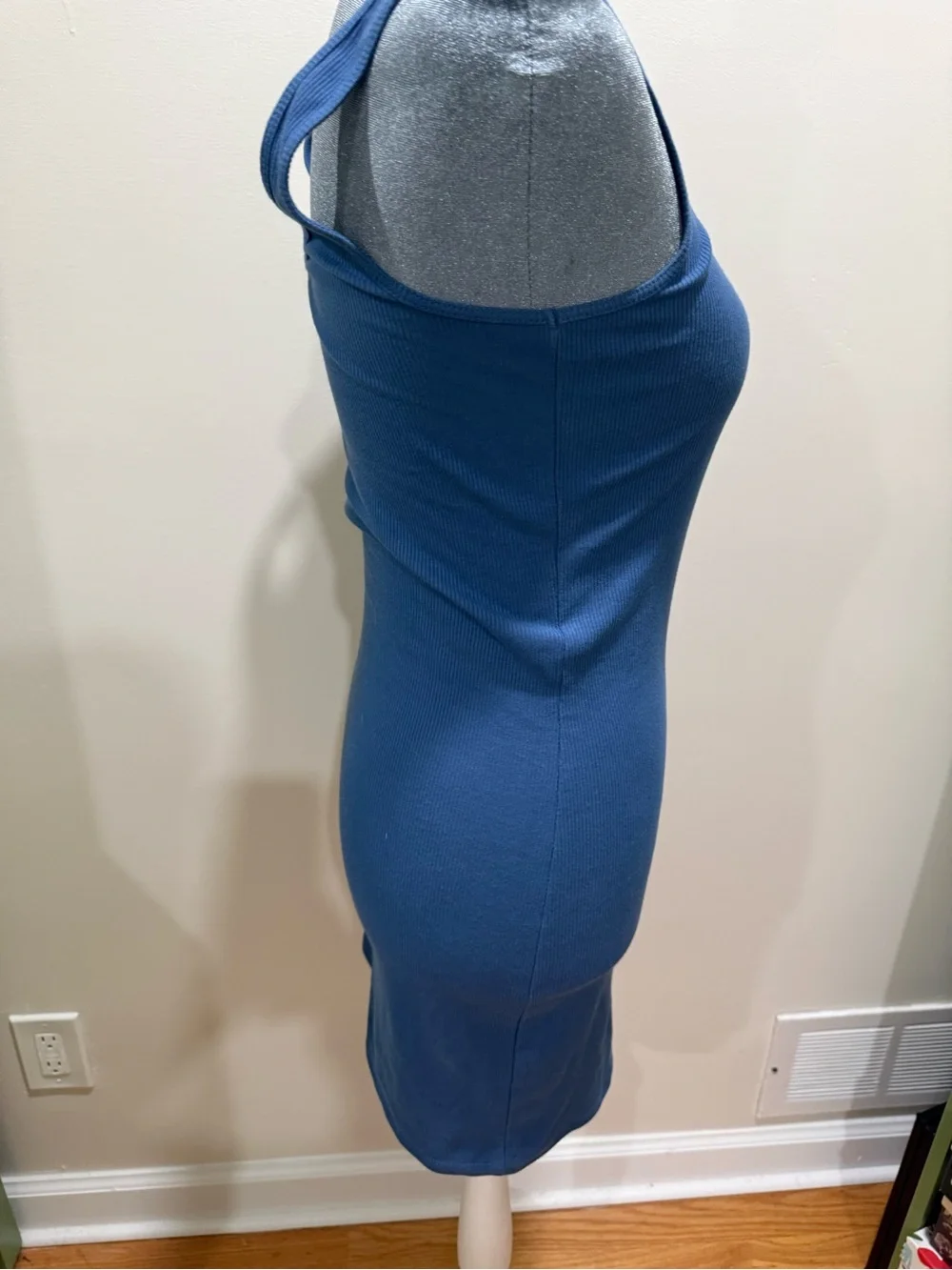 Double Zero Blue Ribbed Tank Dress - Picture 4 of 13